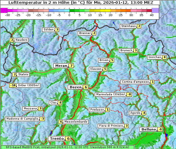 Temperatur, 12. 1. 2026