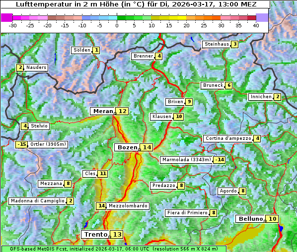 Temperatur, 17. 3. 2026
