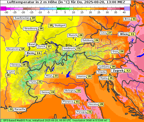Temperatur, 28. 8. 2025