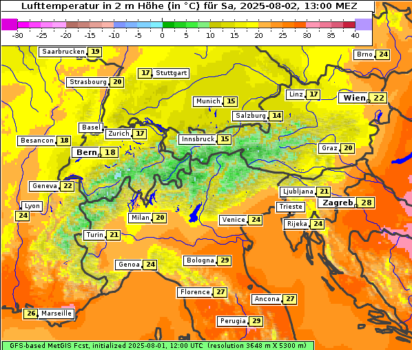 Temperatur, 2. 8. 2025