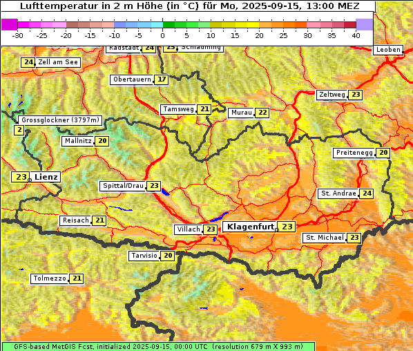 Temperatur, 15. 9. 2025