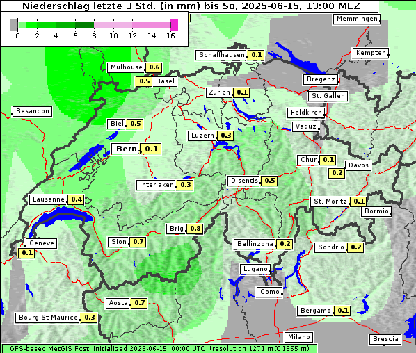Niederschlag, 15. 6. 2025
