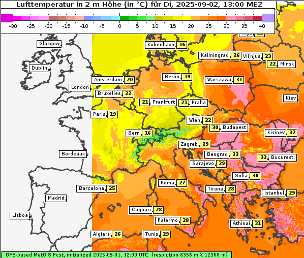 Temperatur, 2. 9. 2025
