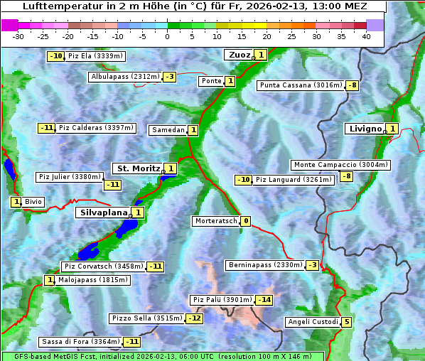Temperatur, 13. 2. 2026