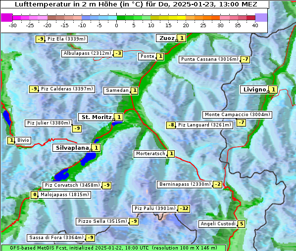 Temperatur, 23. 1. 2025