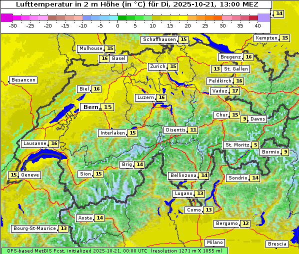 Temperatur, 21. 10. 2025