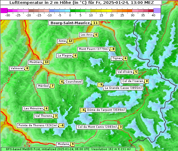 Temperatur, 24. 1. 2025