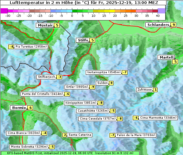 Temperatur, 19. 12. 2025