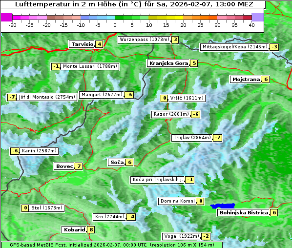 Temperatur, 7. 2. 2026