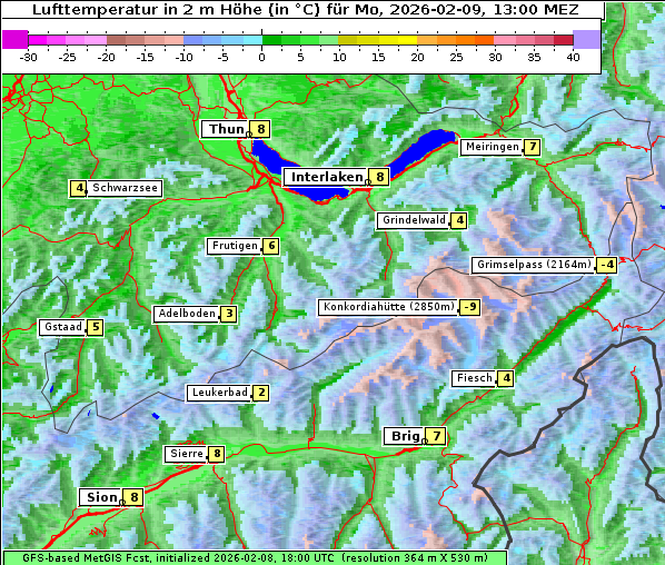 Temperatur, 9. 2. 2026