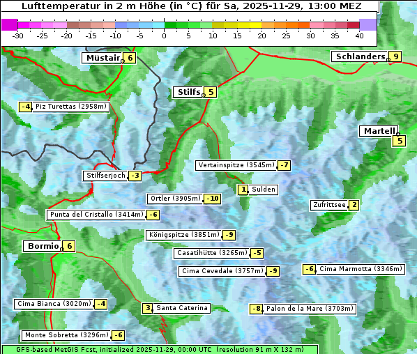 Temperatur, 29. 11. 2025