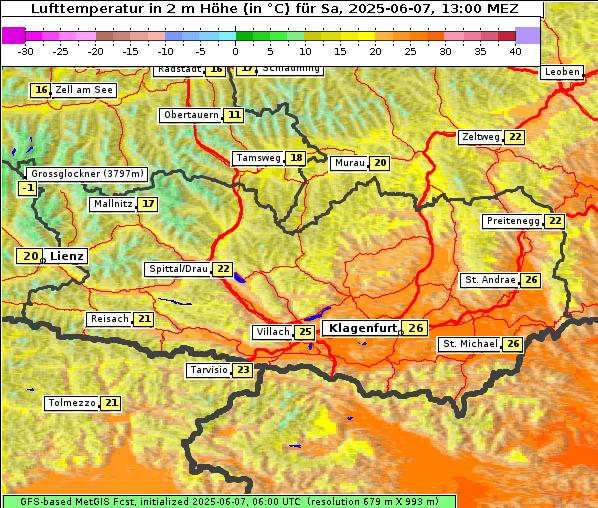 Temperatur, 7. 6. 2025