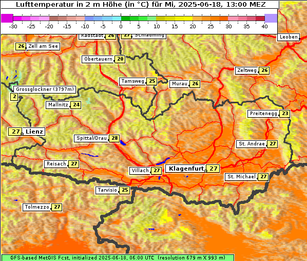 Temperatur, 18. 6. 2025