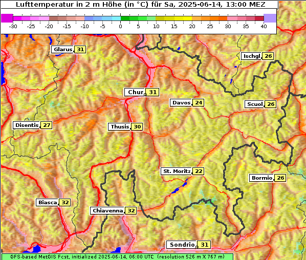 Temperatur, 14. 6. 2025