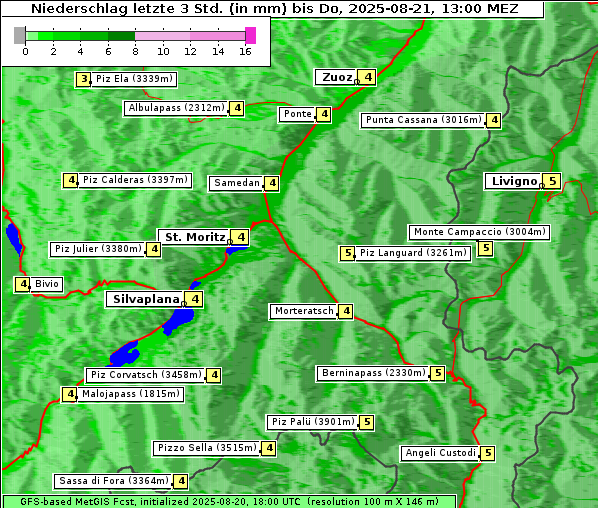 Niederschlag, 21. 8. 2025