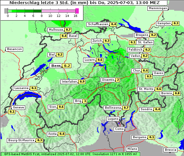 Niederschlag, 3. 7. 2025