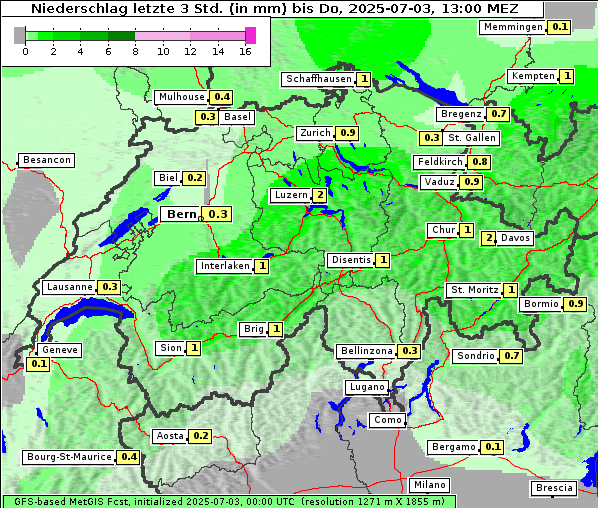 Niederschlag, 3. 7. 2025