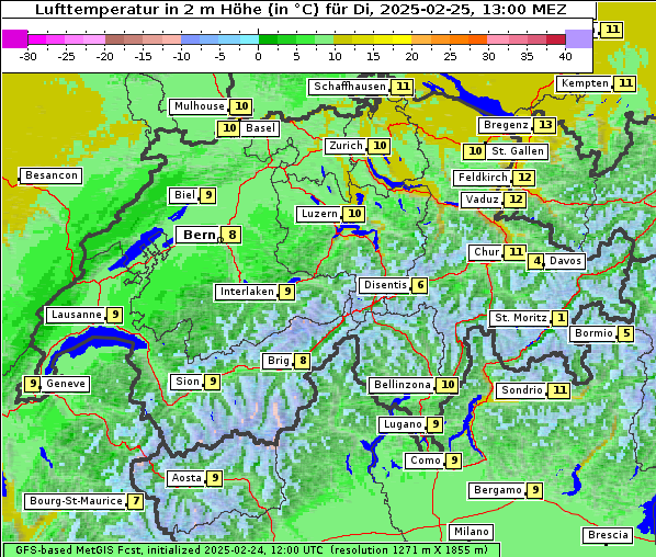 Temperatur, 25. 2. 2025