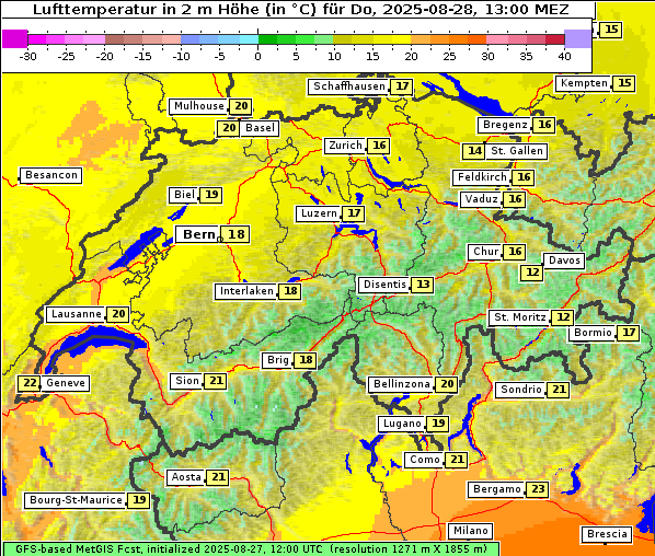 Temperatur, 28. 8. 2025