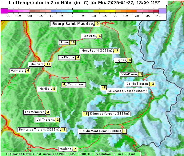 Temperatur, 27. 1. 2025