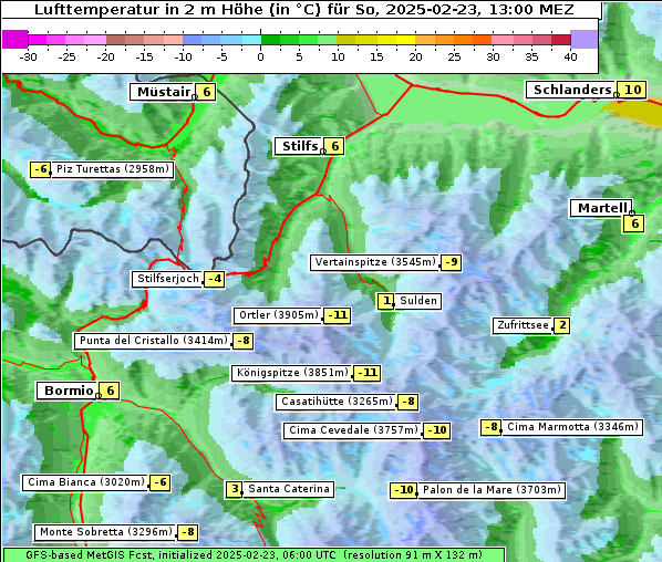 Temperatur, 23. 2. 2025