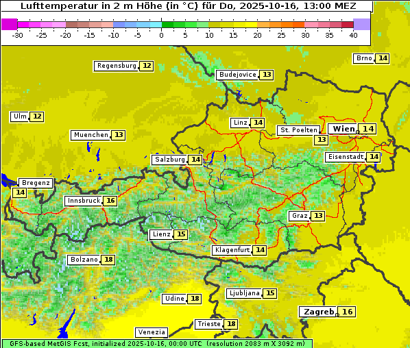 Temperatur, 16. 10. 2025