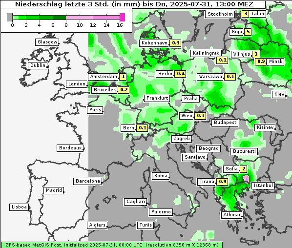 Niederschlag, 31. 7. 2025