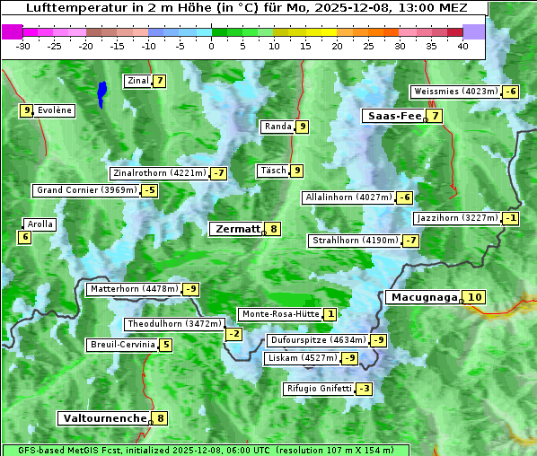 Temperatur, 8. 12. 2025