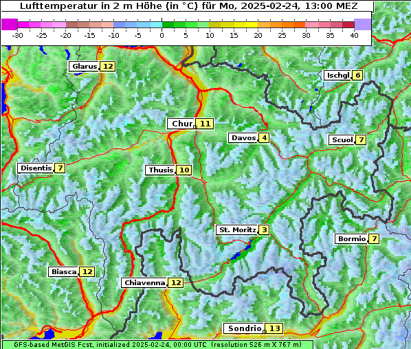 Temperatur, 24. 2. 2025