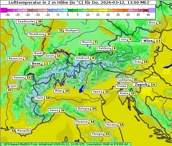 Temperatur, 12. 3. 2026