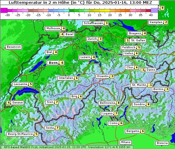 Temperatur, 16. 1. 2025