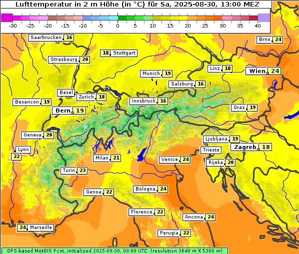 Temperatur, 30. 8. 2025