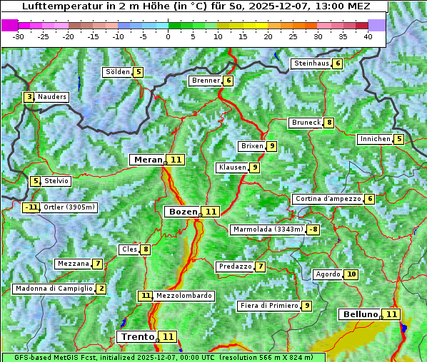 Temperatur, 7. 12. 2025