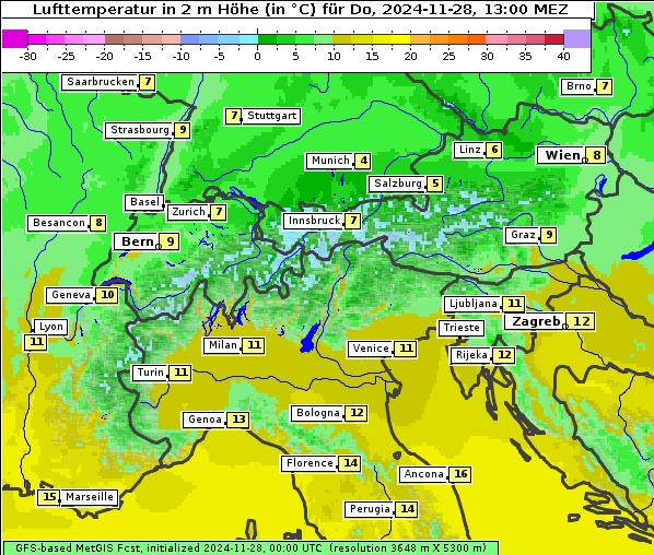 Temperatur, 28. 11. 2024