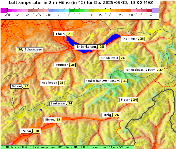Temperatur, 12. 6. 2025