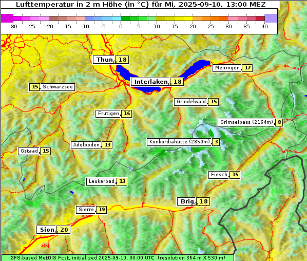 Temperatur, 10. 9. 2025