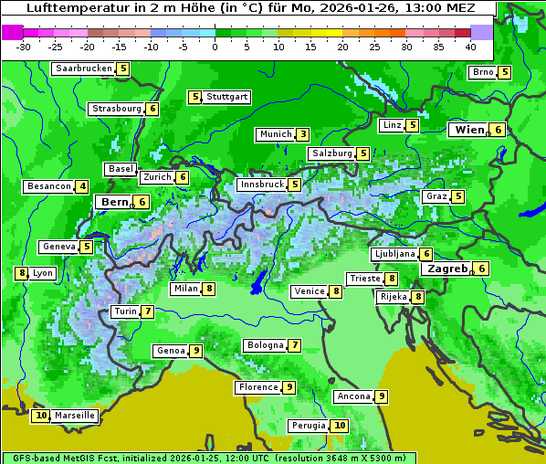 Temperatur, 26. 1. 2026