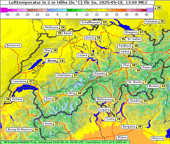 Temperatur, 18. 5. 2025