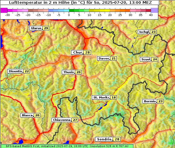 Temperatur, 20. 7. 2025