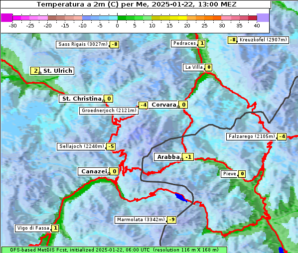 Temperatur, 22. 1. 2025