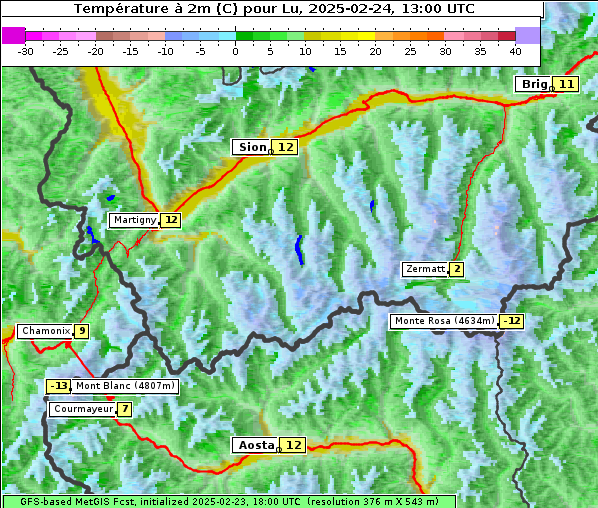 Temperatur, 24. 2. 2025