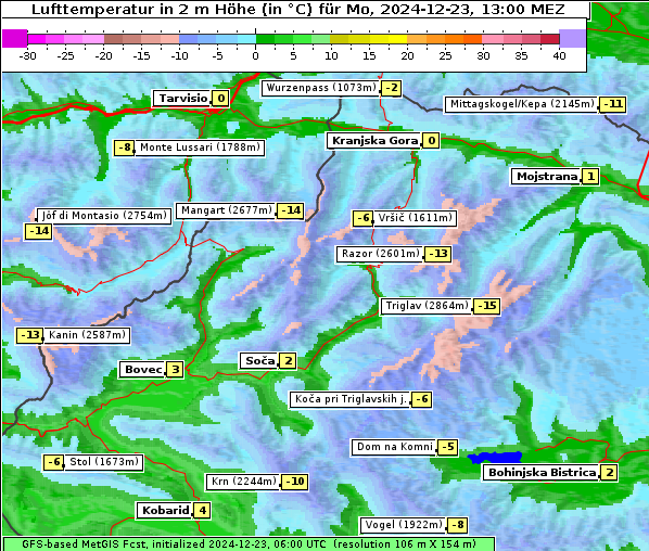 Temperatur, 23. 12. 2024