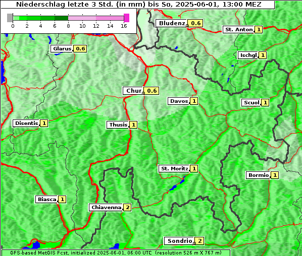 Niederschlag, 1. 6. 2025