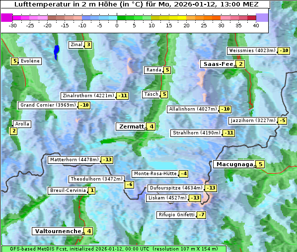 Temperatur, 12. 1. 2026