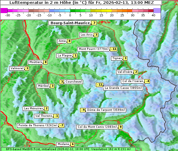 Temperatur, 13. 2. 2026