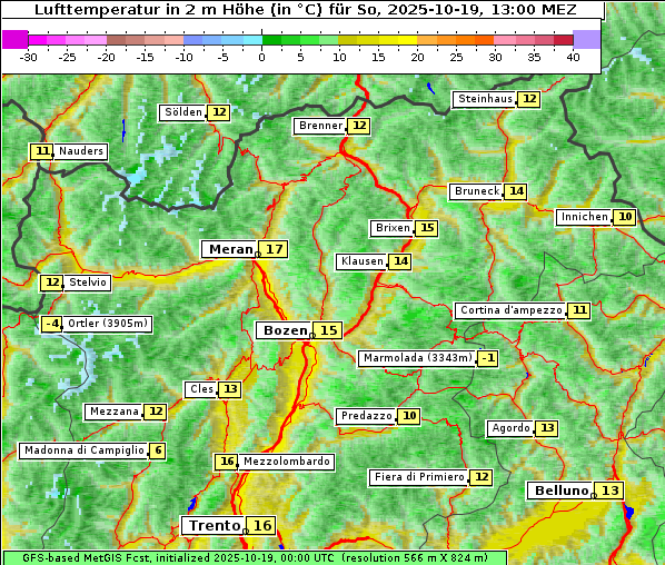 Temperatur, 19. 10. 2025