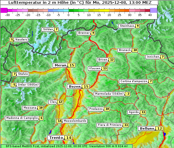 Temperatur, 8. 12. 2025