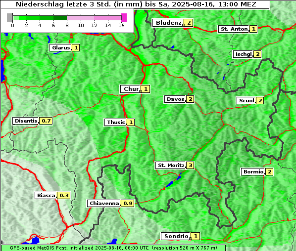Niederschlag, 16. 8. 2025