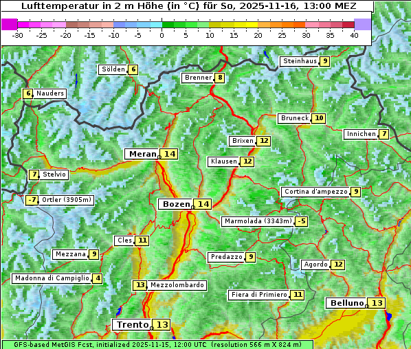Temperatur, 16. 11. 2025
