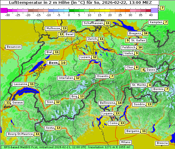 Temperatur, 22. 2. 2026